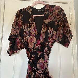 Vici Floral Wrap Dress - Black and Pink